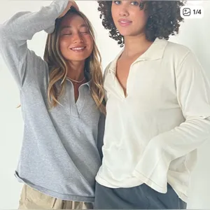 Djerf Avenue Getaway Top Sz Small Grey Polo‎ Style thumbnail 2