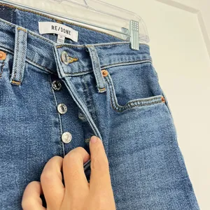 RE/DONE Size 25 Blue Stretch High Rise Ankle Crop Jeans thumbnail 3