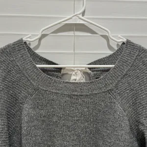 Abercrombie & Fitch Womens Gray Metallic Knit‎ Sweater Medium Tie Back thumbnail 2