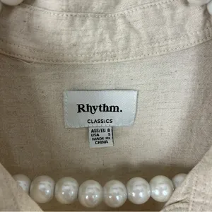 Rhythm Classic Linen Blend Shirt Dress In Oat Size S thumbnail 5