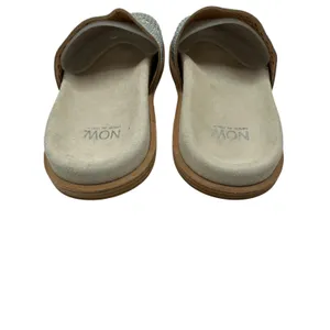 NOW Made in Italy Shoes Women 7 Ivory Rhinestone Perforated Leather Mule Slides‎ thumbnail 8