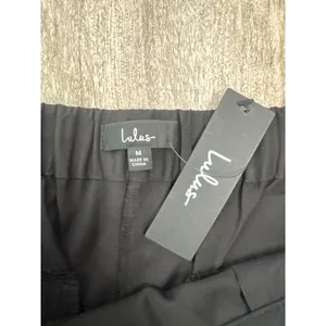 Lulus Black Pleated High Waisted Straight Leg Trousers Pants Size Medium NEW thumbnail 3
