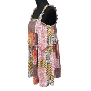 Aaka Floral Patchwork Chiffon Babydoll Dress Size Small Boho Country Chic Sexy‎ thumbnail 3