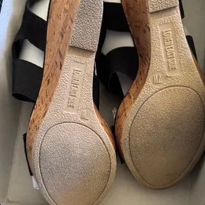 Lower East Side Black and White Wedge Sandals thumbnail 3
