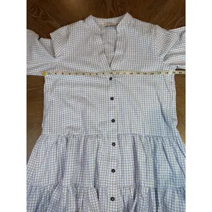 Petal & Pup Daria Dress Tiered Mini Gingham‎ Button White Blue Size Small thumbnail 7
