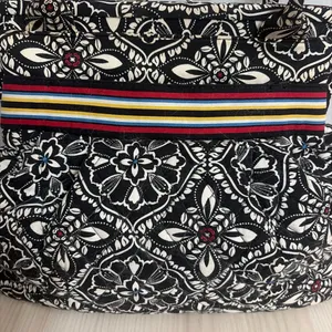 Vera Bradley Barcelona Lock Satchel Black and White Patterned Tote Bag thumbnail 3