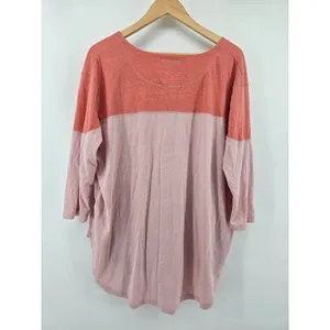 We The Free Top Womens M Laguna Thermal Pink Colorblock V-Neck EUC thumbnail 3