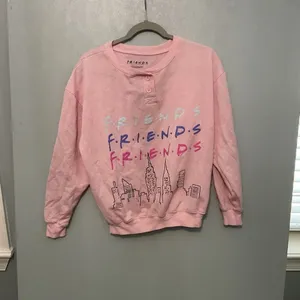 Friends Women Pajama Set Pink Starlight Henley Graphic Joggers Size Medium 8-10 thumbnail 3