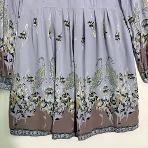 Free People Purple‎ Paisley Floral Boho Mini Dress Long Sleeve Babydoll Tunic XS thumbnail 7
