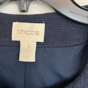 Chico’s Navy Blue Floral Embroidered Detail Jacket Size Medium thumbnail 5