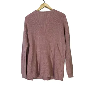 American Eagle Choker V-Neck Shaker Knit Sweater Pink Relaxed Ribbed Size M thumbnail 4