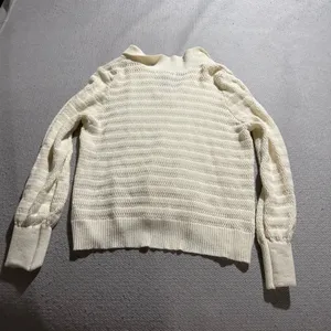 Rachel Zoe Collared Cream Pointelle Knit Pullover Polo Sweater Size Large EUC thumbnail 5