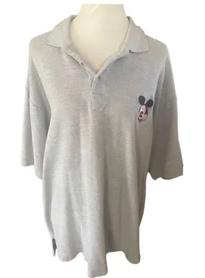 Mickey Unlmtd. Mickey Mouse Gray Polo Short Sleeve 100% Cotton Shirt Size XXL-EU thumbnail 1