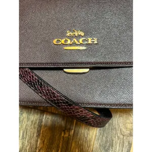 Coach C6777 Snake Embossed Cross Body Metallic Cherry Oxblood Pebbled Leather‎ thumbnail 5