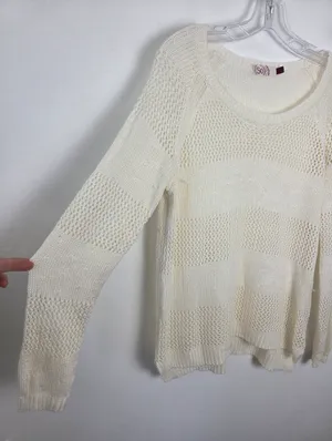 So. White Loose Knit Sweater Top Beachy Boho Ethereal Fairy Academia Angelic XL thumbnail 3