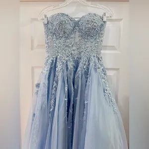 JVN by Jovani 00915 Strapless Long Ball Gown Prom Formal light Blue sz 4 thumbnail 4