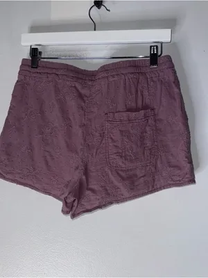 anthropologie hei hei Purple Embroidered‎ Pull On Drawstring Shorts Size Small thumbnail 2