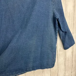 Lisa Josephs Vintage Longline Cotton Retro Oversized Denim Jean Jacket Pockets thumbnail 5