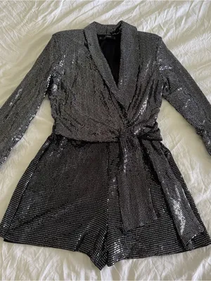 NWOT Zara Sequin Jumpsuit with Tie thumbnail 6