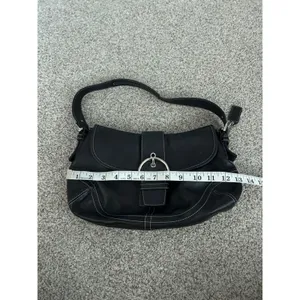 Y2K VTG Coach Soho Black Leather Buckle Flap Shoulder Bag‎ 9248 Contrast Stitch thumbnail 6