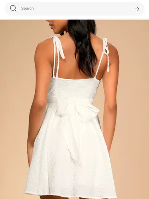 Lulus Cute and Sweet White Tie-Back Mini Skater Dress Size Medium thumbnail 2