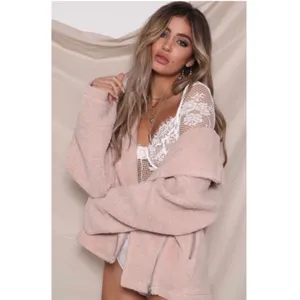 Runaway The Label Women's Off Duty Jacket Moto Fleece Ivory 10 thumbnail 2