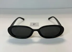 Small 90s Oval Black Sunglasses / Black Oval Sunglasses thumbnail 1