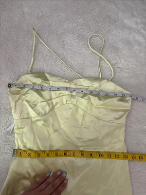 Lulus Stunning Example Light Yellow Satin Backless Maxi Dress Size small Formal thumbnail 6