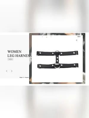 Black Leg Harness Faux Leather Style‎ With Metal Rings And Studs thumbnail 11