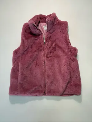 J. Crew Mauve Faux Fur Zip-Up Vest thumbnail 2
