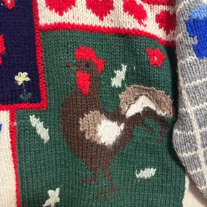 Lord & Taylor Shetland Wool Angora Sweater 80s Vtg Patchwork Farmhouse Twee M thumbnail 4
