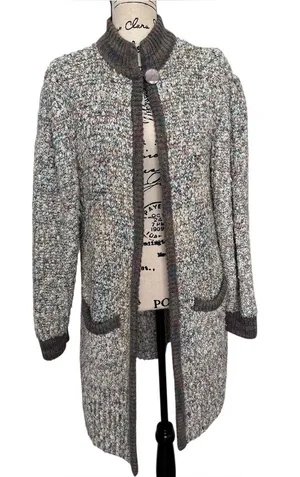 Vintage boho long sweater cardigan made in Taiwan thumbnail 1