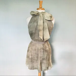 Alice + Olivia Gray Tan Silk Tie Dye Party Cocktail Dress Size S thumbnail 5