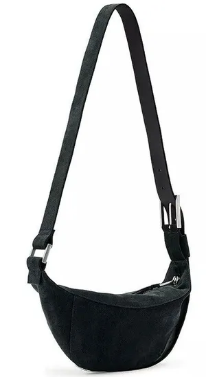 AllSaints Luna Suede Crossbody Bag NWT Ink Blue thumbnail 1