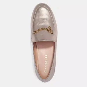 Coach Hanna Loafer Champagne and Gold Metallic Leather Shoes Size 8.5 thumbnail 10