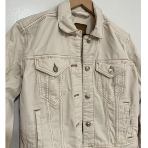 American Eagle | Women's Neutral Cream Denim Short Trucker Jacket, Size XS‎ thumbnail 3