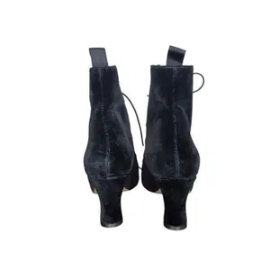ALEXACHUNG Black Velvet Lace Up Ankle Boots 40 Pointed Toe Victorian Heels thumbnail 5