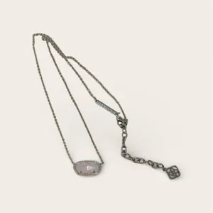 Kendra Scott Elisa Rose Quartz Necklace Silver thumbnail 3