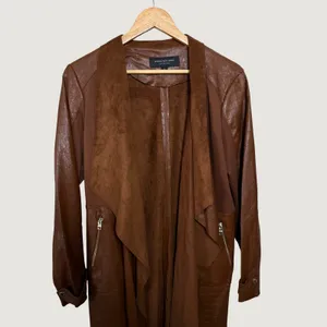 Marc New York Andrew Marc Brown Faux‎ Leather Croc Duster Jacket Womens Medium thumbnail 6