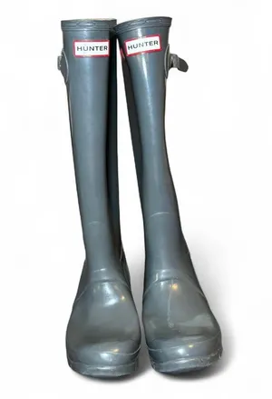 Hunter Original Tall Gloss Rain Boots Women’s Size 8M Gray Waterproof W23616 thumbnail 1
