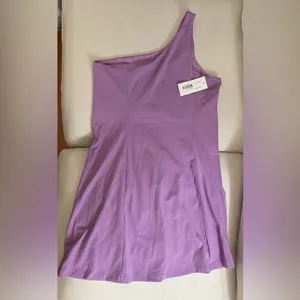 NWT Outdoor Voices SOLD OUT One Shoulder Dress Built in Shorts Lavender Size L thumbnail 7