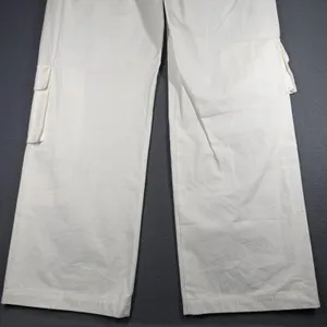 Grey Lab Cargo Pants Womens L White Wide Leg Cotton Twill Utility Pockets Casual thumbnail 11