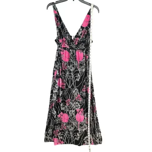 Ambrielle Y2K Pink Floral Maxi‎ Dress Empire Waist Open Back Tie Fairy Grunge M thumbnail 12