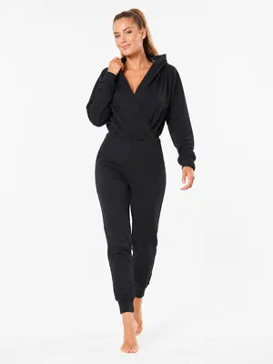 NAMA Enlighten Onesie Black Hooded Wrap Jogger Jumpsuit Athleisure M thumbnail 2