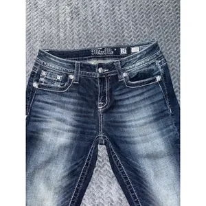Miss Me Women's Standard Bootcut Embellish Blue Denim Mid Rise Dark Wash Size 28 thumbnail 7
