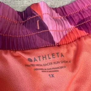 Athleta Printed Mesh Racer Run Shorts 1X Pink‎ Orange Abstract Athletic Workout thumbnail 4