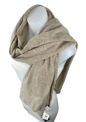 NEW Dalle Piane Cashmere Wool Beige Winter Snow Warmer Shawl Wrap Neck Scarf OS thumbnail 1