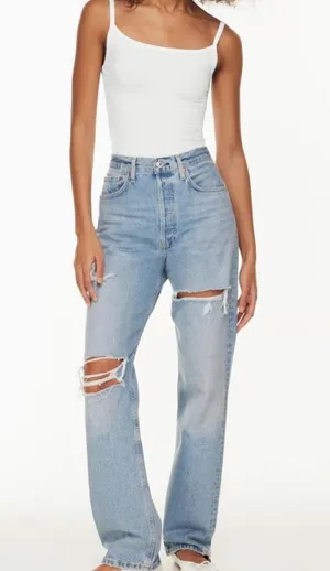 Citizens of humanity Eva light wash straight leg mid rise distressed jeans 25 thumbnail 1