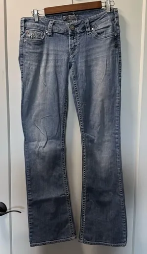 Silver‎ Jeans Dawson Low Rise Bootcut Jean Flap Pocket Embroidered 29x32 thumbnail 1