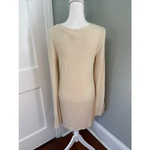 Free‎ People Medium Ivory Criss Cross Long Sleeve Pullover Sweater Tunic thumbnail 4